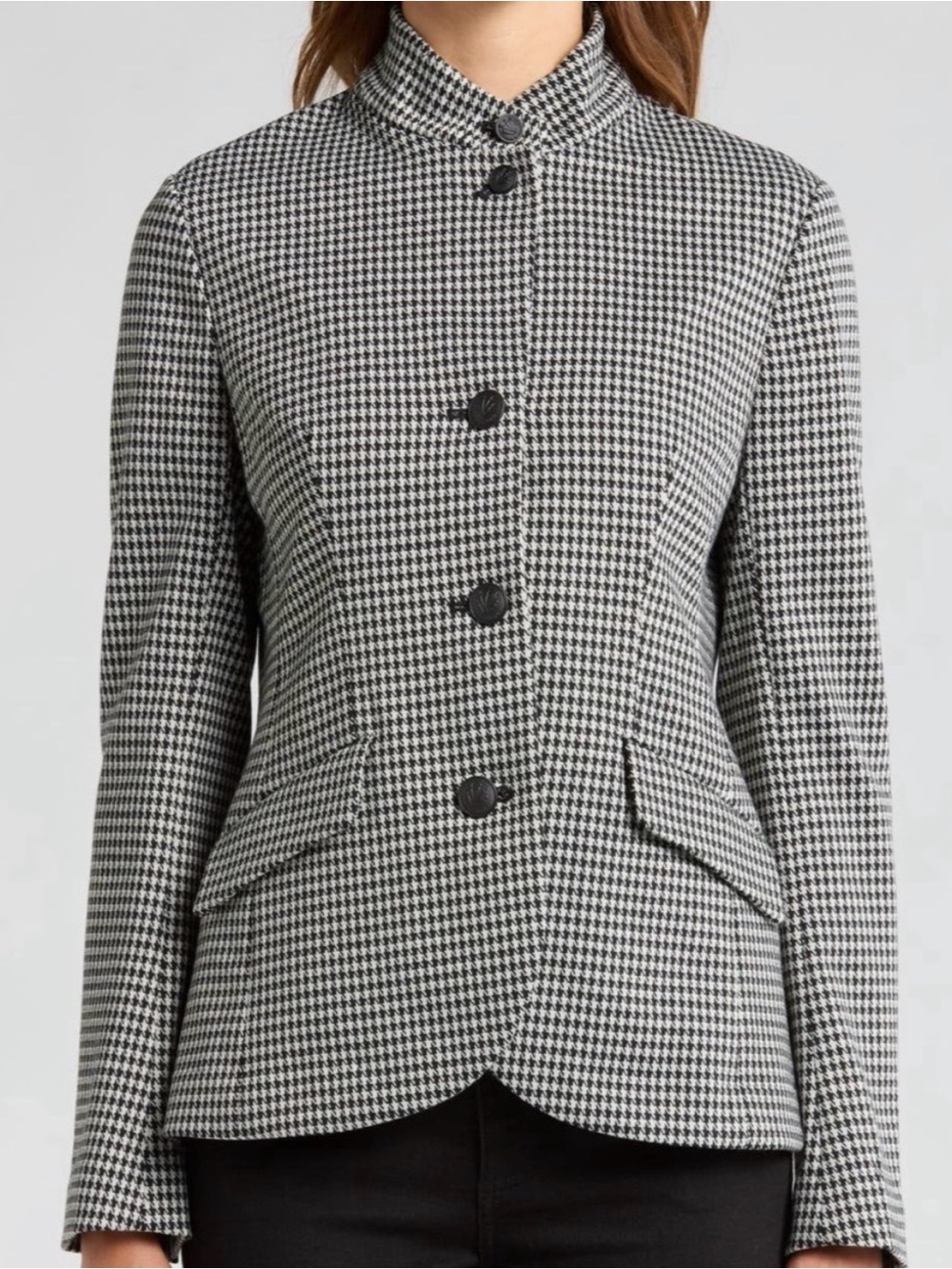 RAG & BONE SADIE BLACK WHITE HOUNDSTOOTH 3 BUTTON BLAZER JACKET SZ 14 NWT